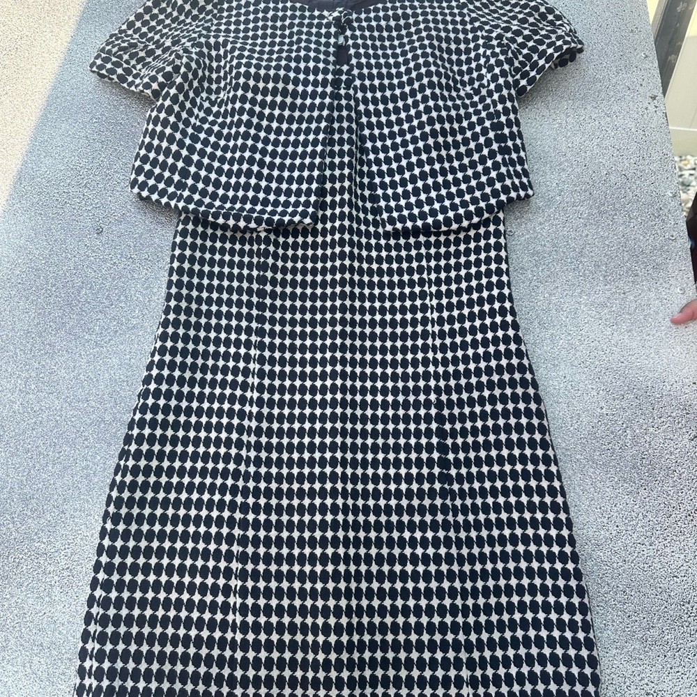 Loft Black and White Polka Dot Dress with Jacket